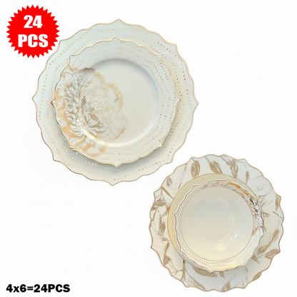 طقم أطباق مائدة فاخر 24 قطعة