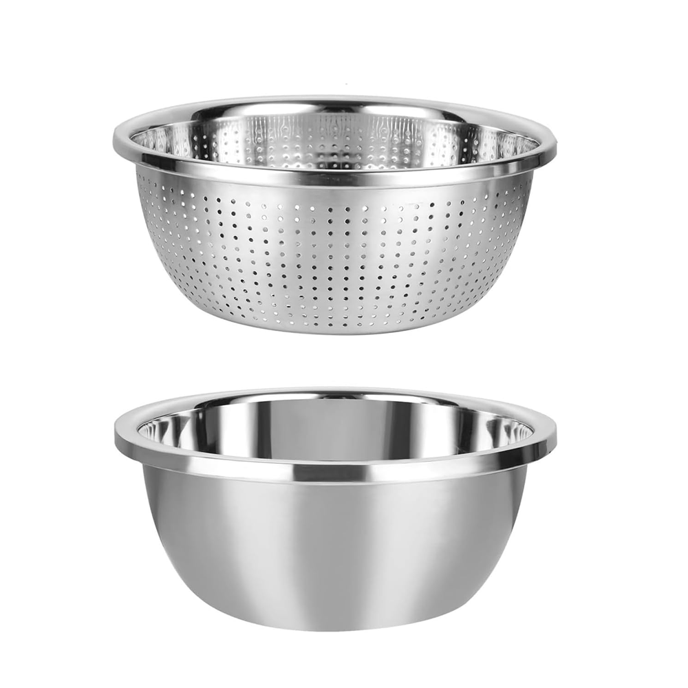 طقم مصفاة ووعاء ستانلس ستيل