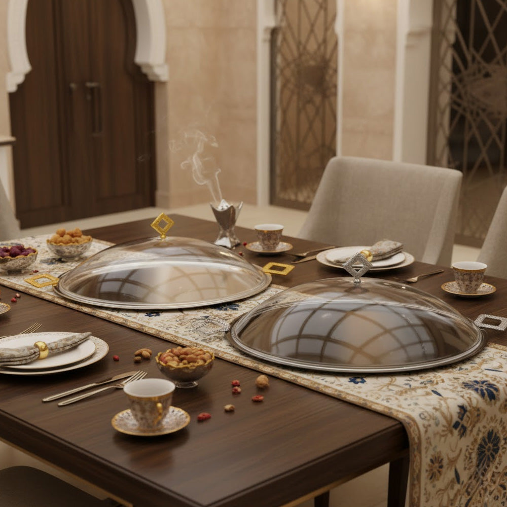 صينية تقديم بغطاء مقبب - كبير