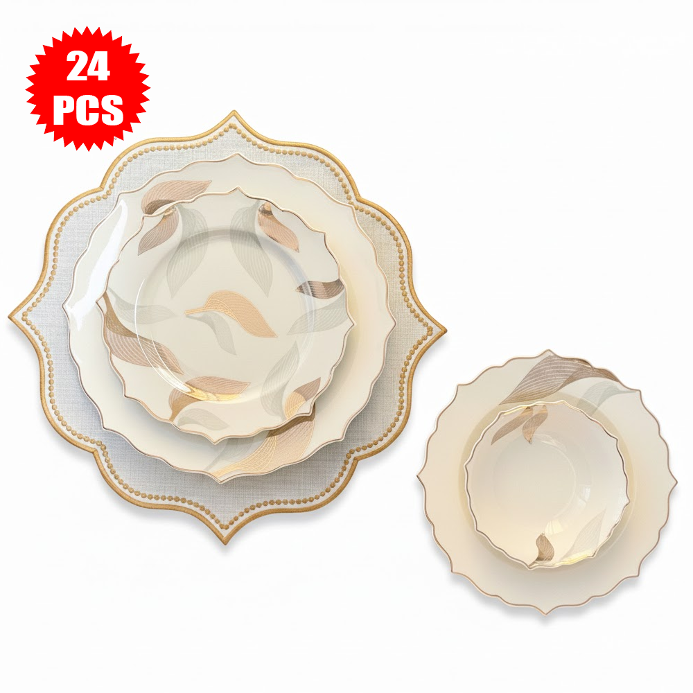 طقم أطباق مائدة فاخر 24 قطعة