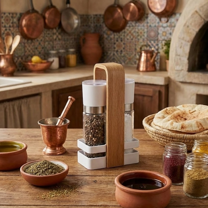 حامل توابل مع 2 عبوات زجاجية