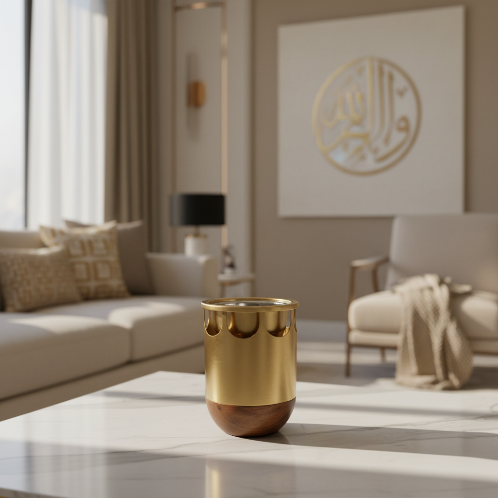 مبخرة عود بقاعدة خشبية