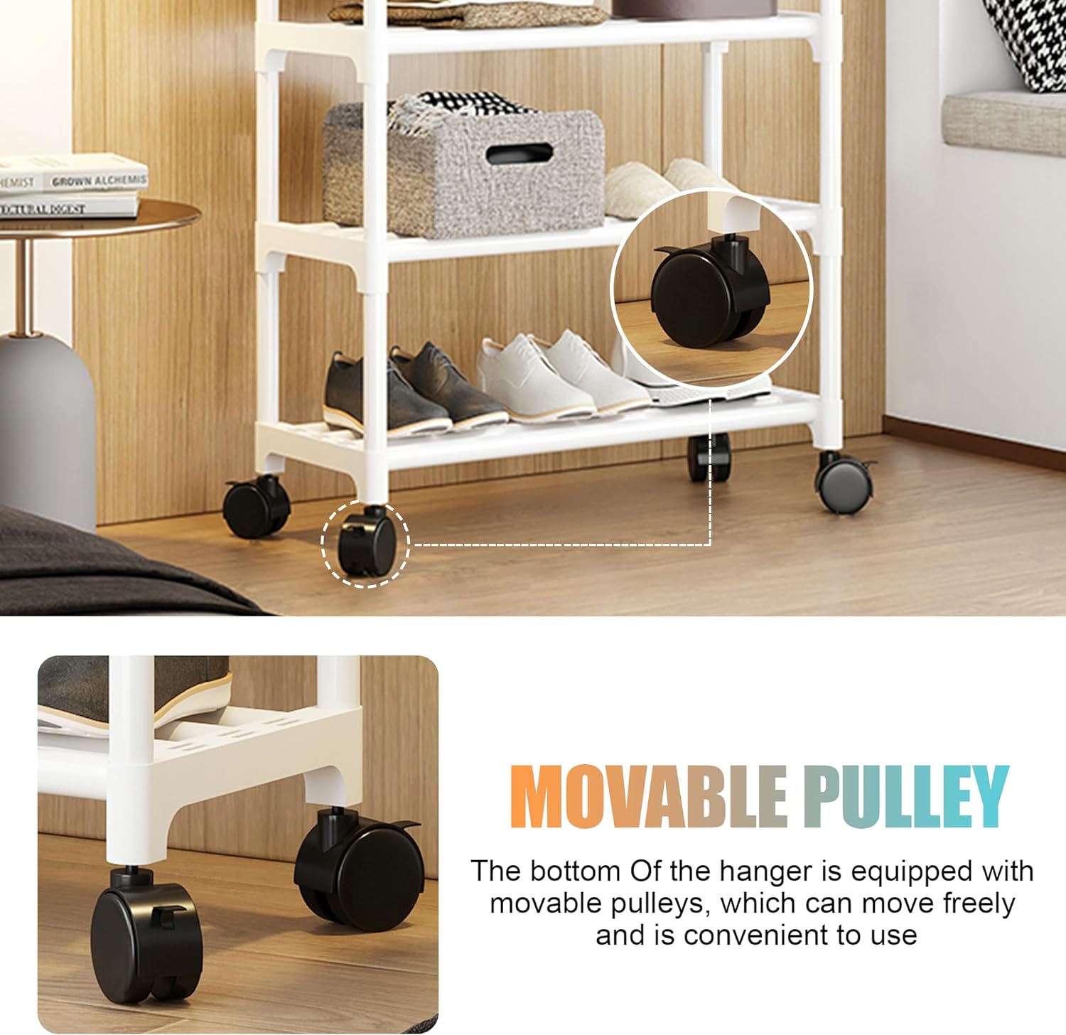 Clothes rack on wheels with 3 layers