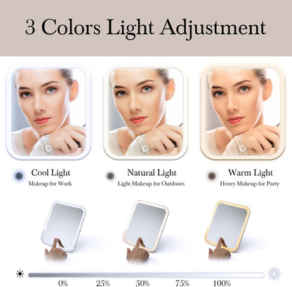 شنطة مكياج للسفر مع مراة LED قابلة للشحن