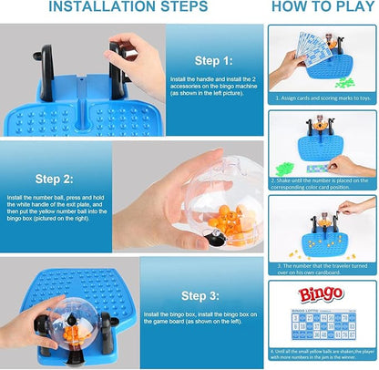 ألعاب تقليدية، مجموعة ألعاب بينجو، 90 كرة، لعبة بينجو اليانصيب التقليدية مع 38 بطاقة لألعاب الطاولة التظاهرية لآلة اليانصيب