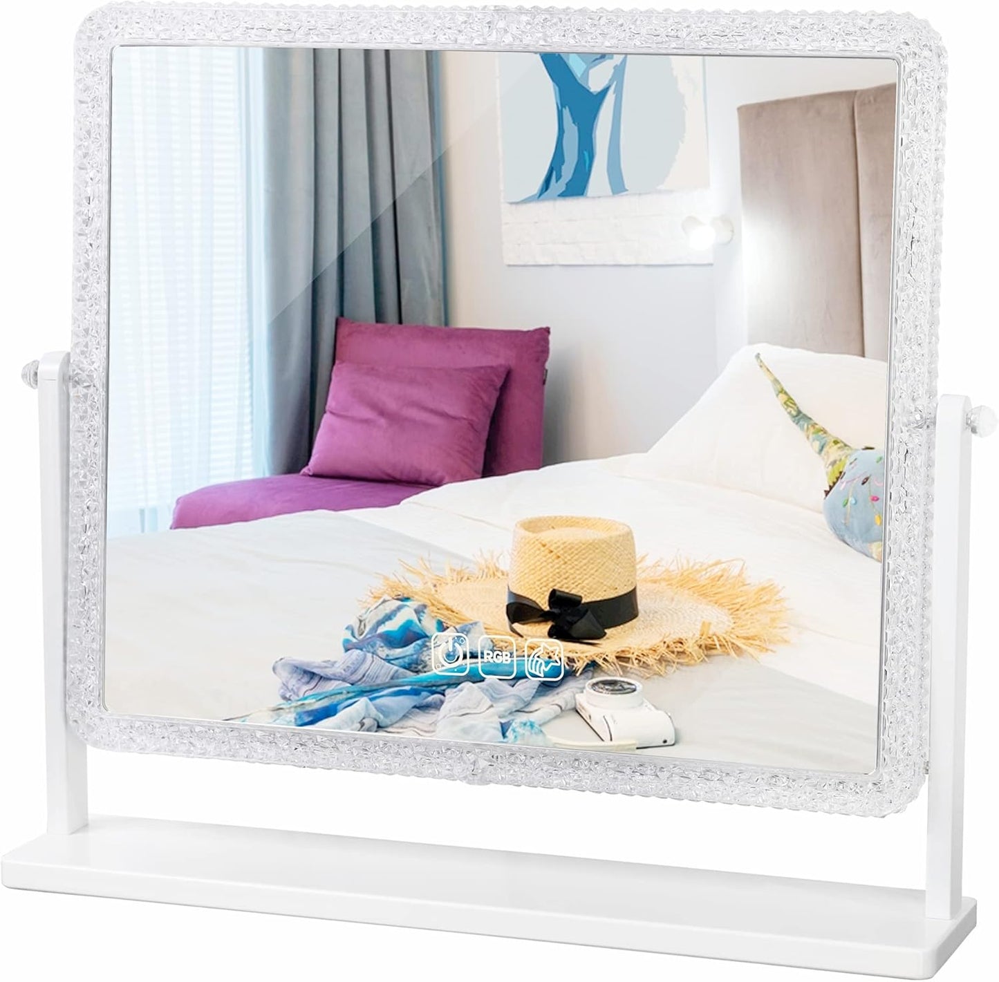 مرآة زينة تعمل باللمس مع إضاءة