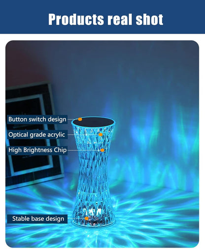 مصباح طاولة كريستال، 16 ضوء RGB