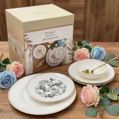 طقم أطباق مائدة فاخر 24 قطعة