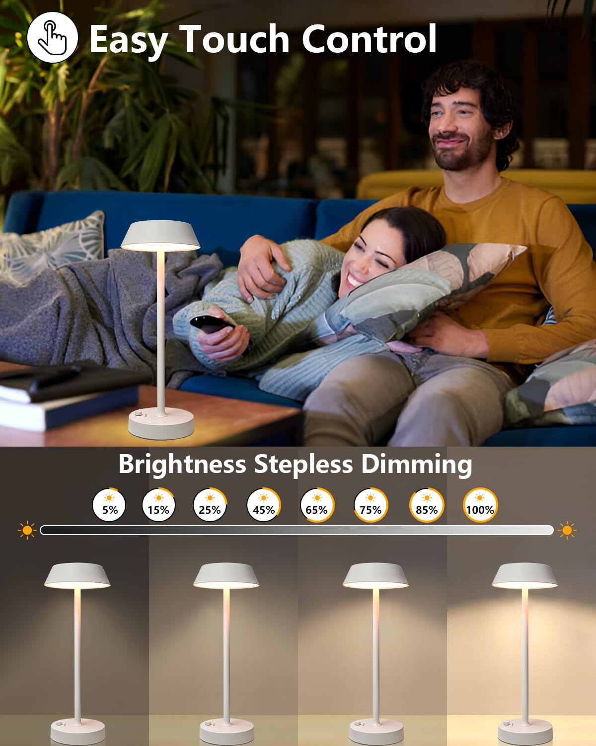 مصباح طاولة معدني قابل للشحن