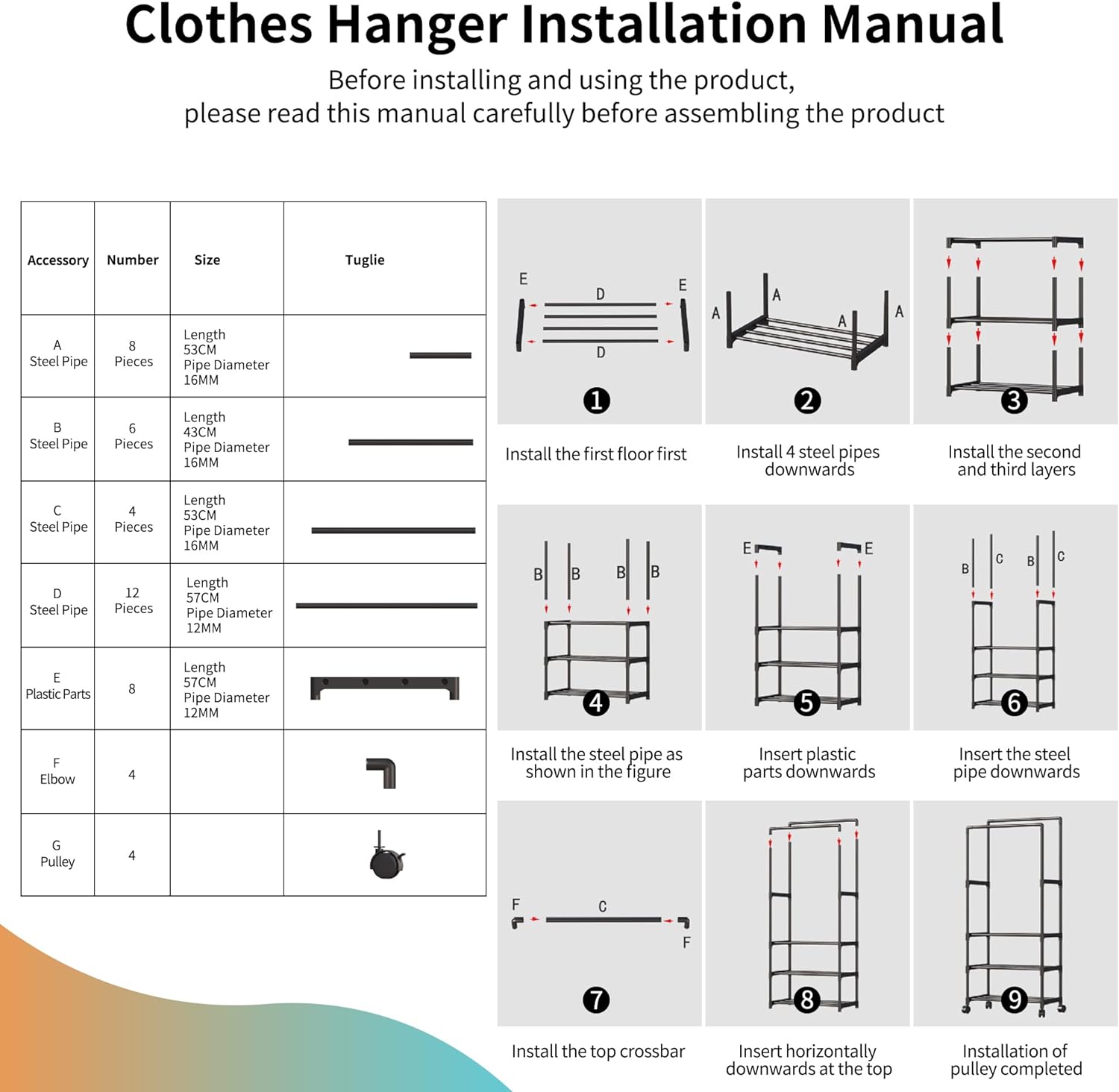 Clothes rack on wheels with 3 layers