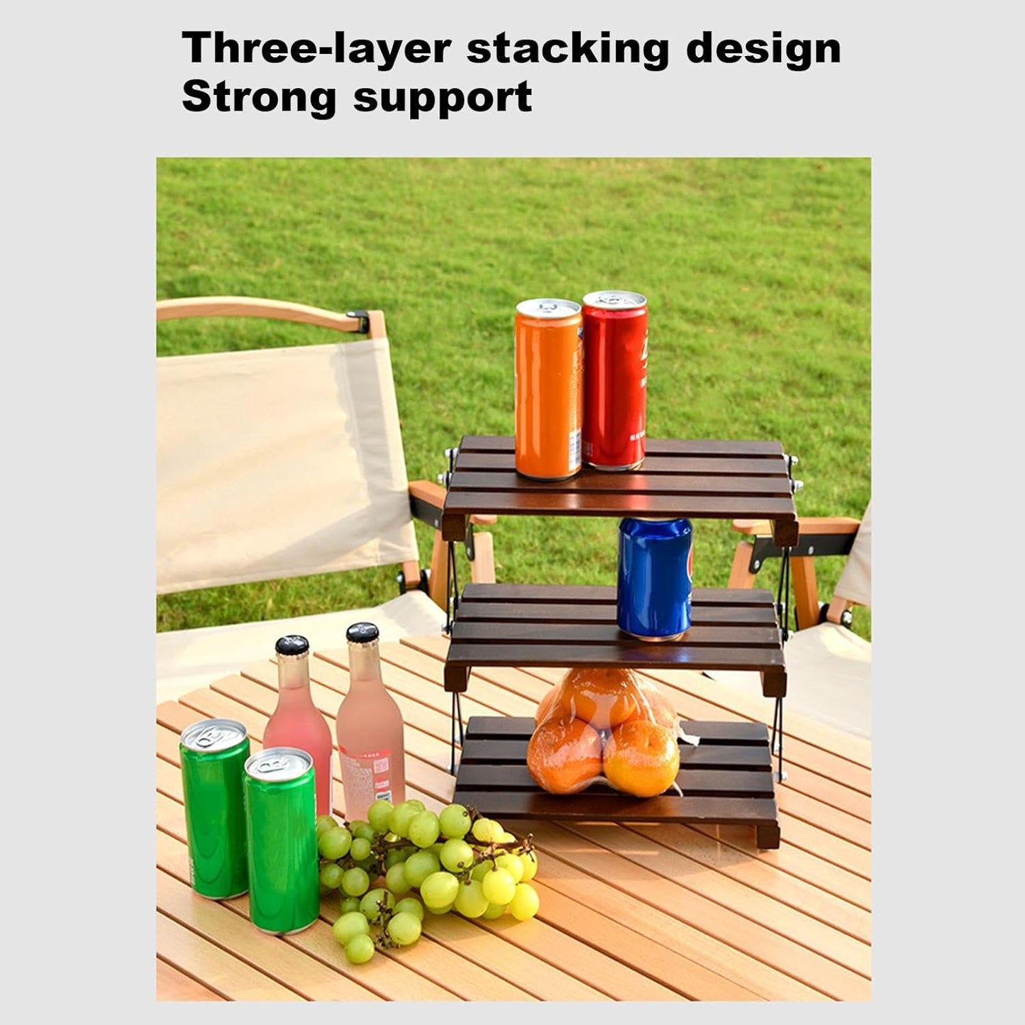 طاولة تخييم خشبية محمولة للخارج