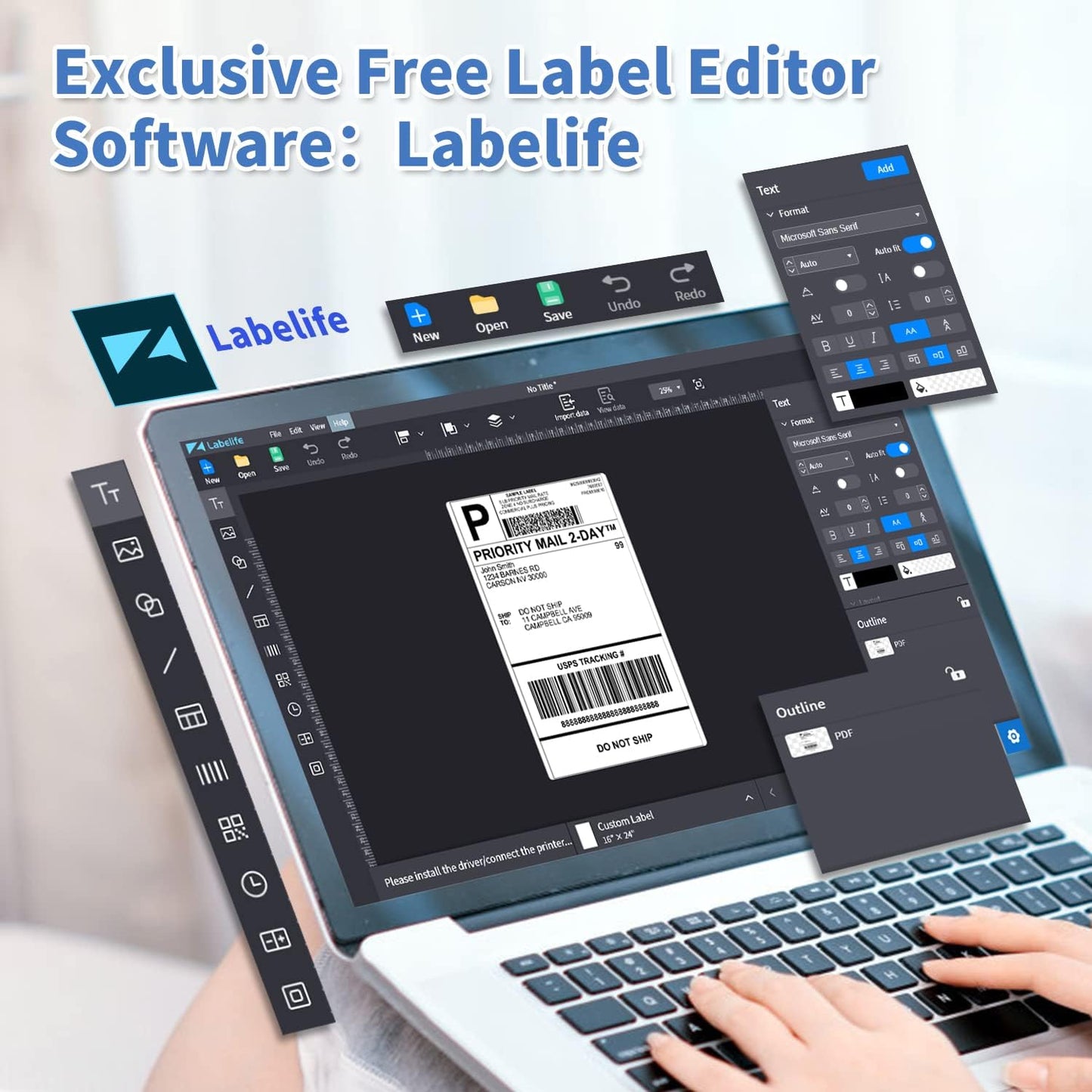طابعة حرارية لملصقات الشحن  / أزرق