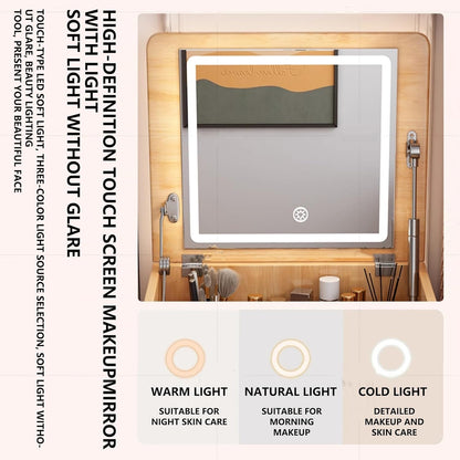 طاولة لمستحضرات التجميل مع مرآة مضيئة