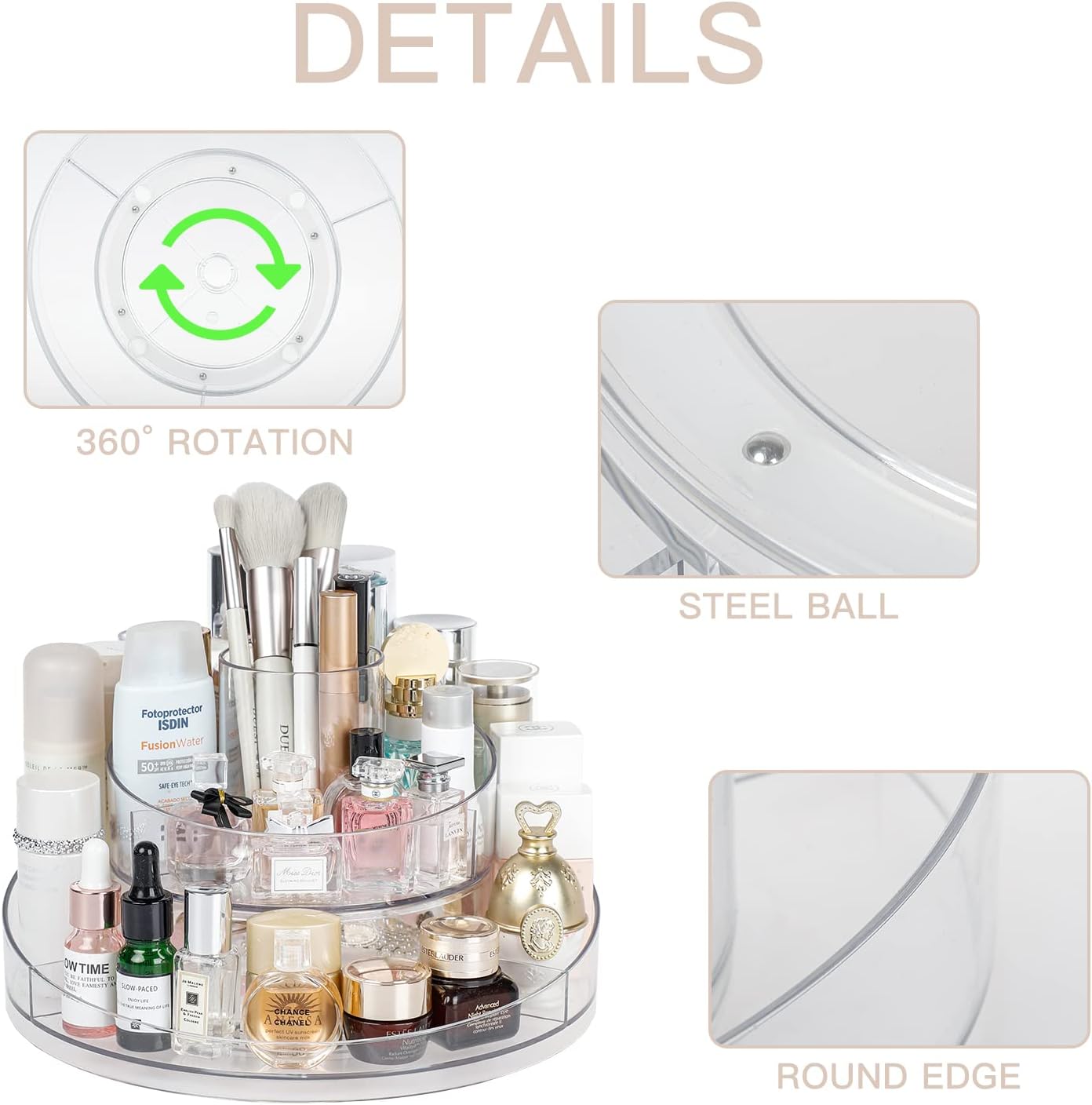 ‏صندوق تخزين مستحضرات التجميل الدوار‏