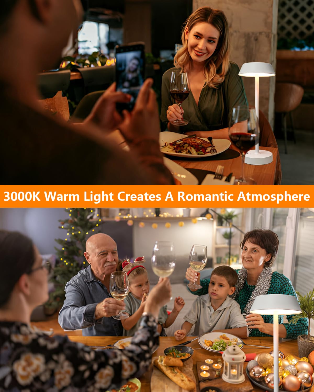 مصباح طاولة معدني قابل للشحن