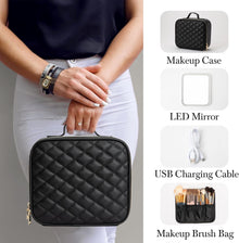 شنطة مكياج للسفر مع مراة LED قابلة للشحن