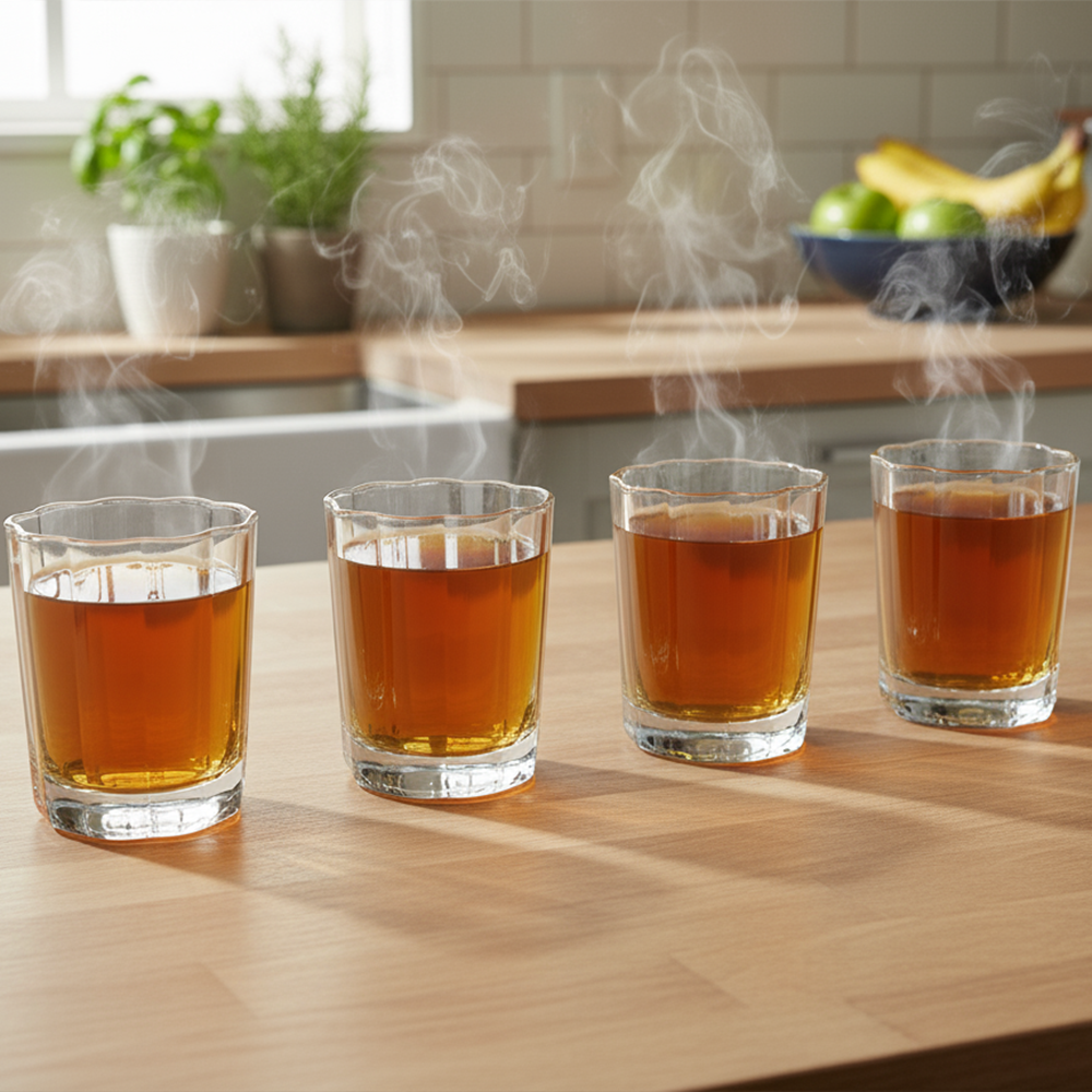 طقم أكواب زجاجية بسطح متعروج