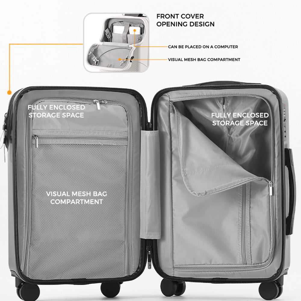 حقيبة سفر ذكية مزودة بمنفذ USB أمامي الفتح مقاس 20 بوصة