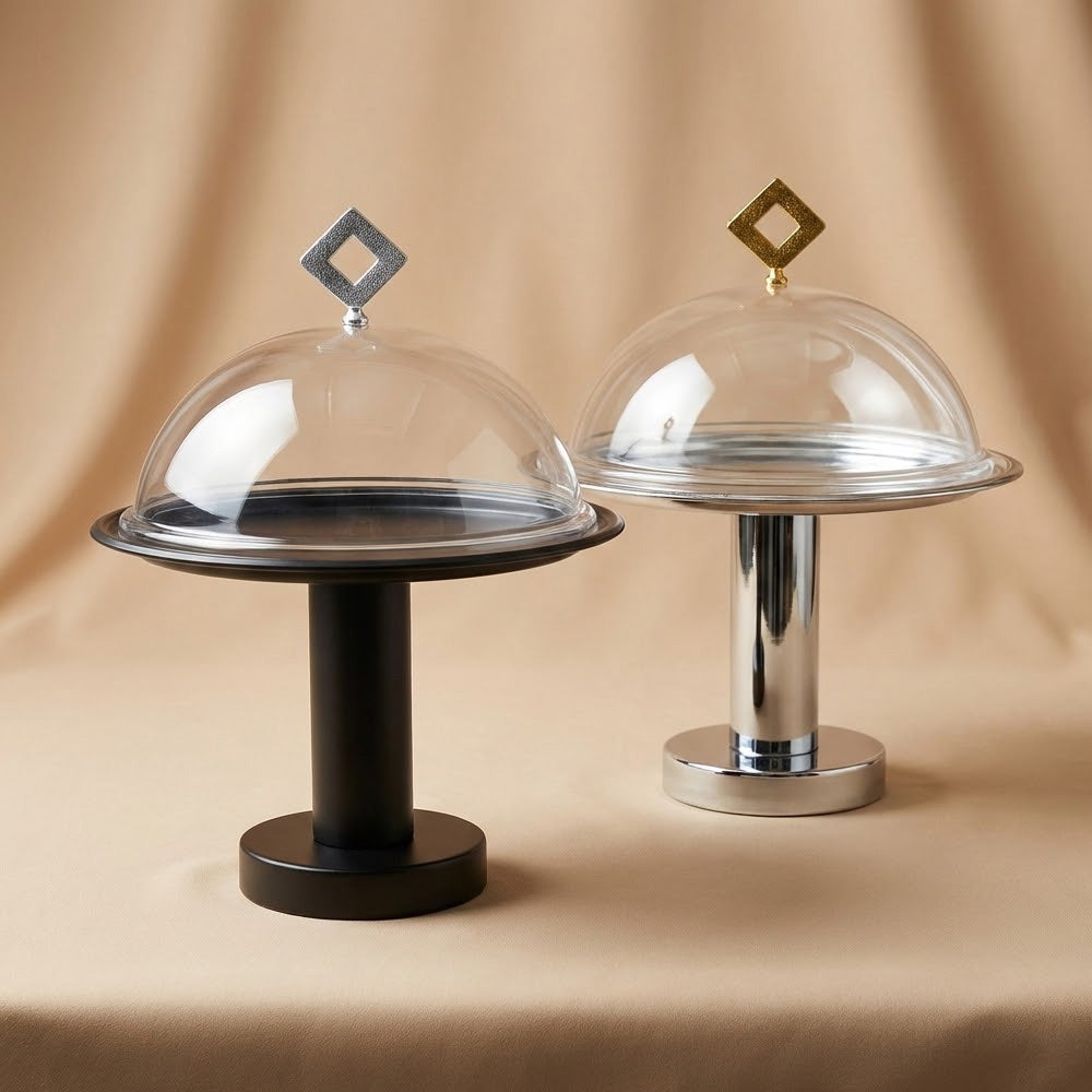 طبق كيك تقديم بغطاء