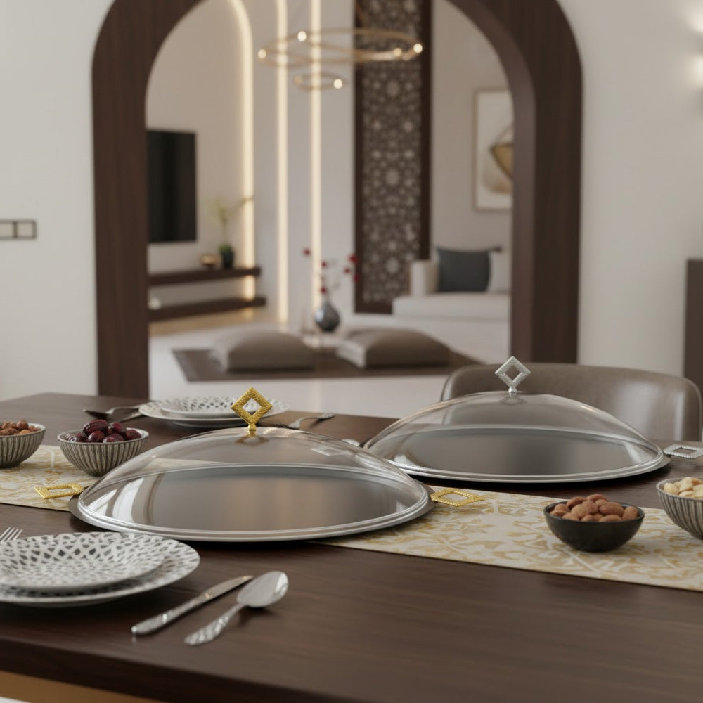 صينية تقديم بغطاء مقبب - كبير