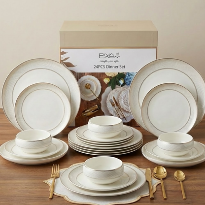 طقم أطباق مائدة فاخر 24 قطعة
