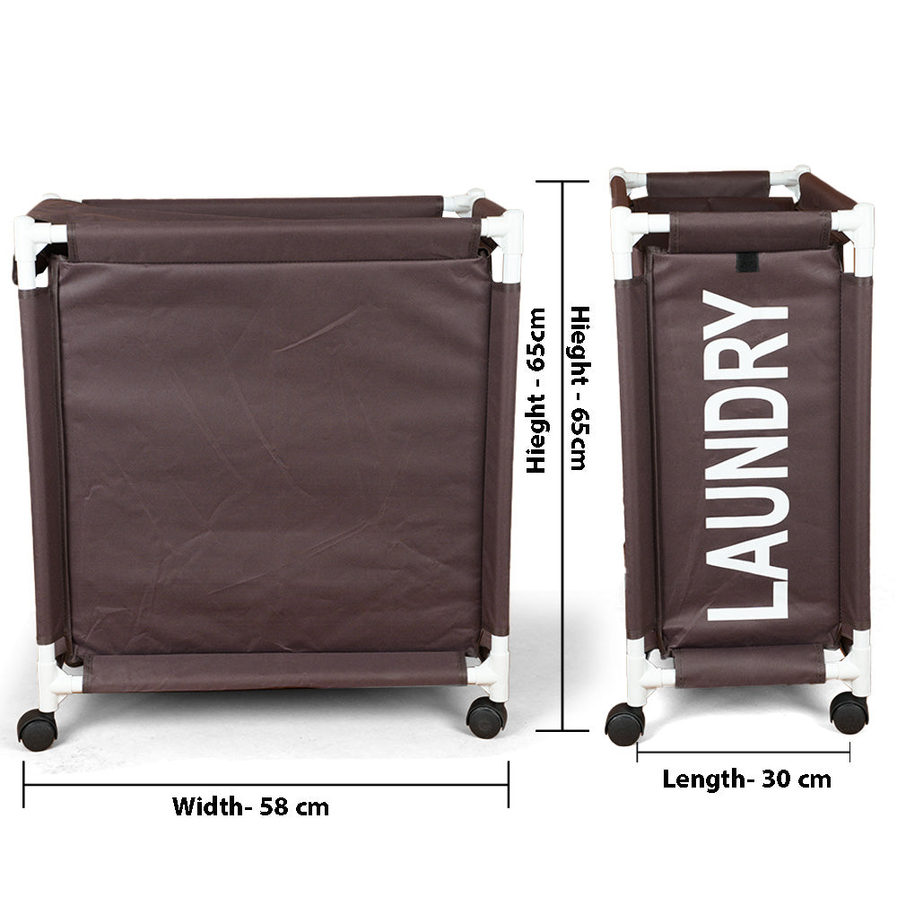 سلة غسيل بعجلات وغطاء