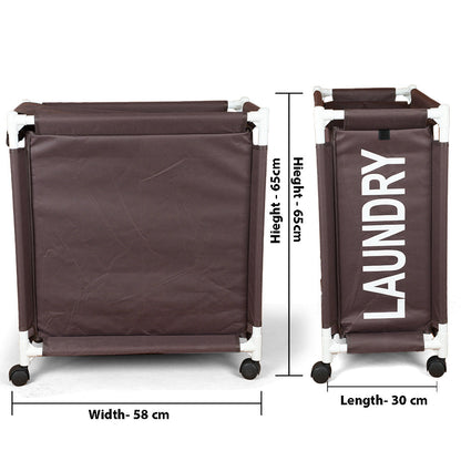 سلة غسيل بعجلات وغطاء