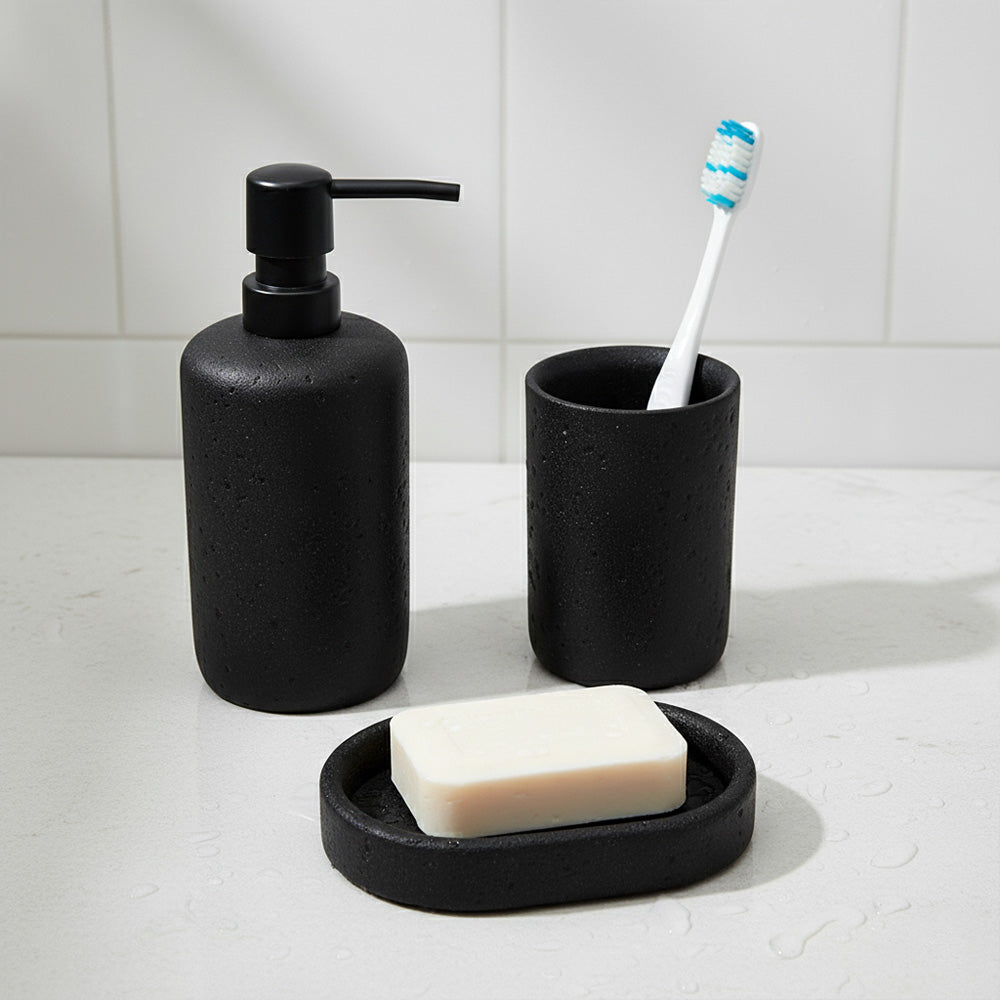 طقم حمام دائري بنقشة حجرية