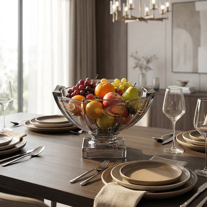 وعاء فاكهة من الكريستال على قاعدة