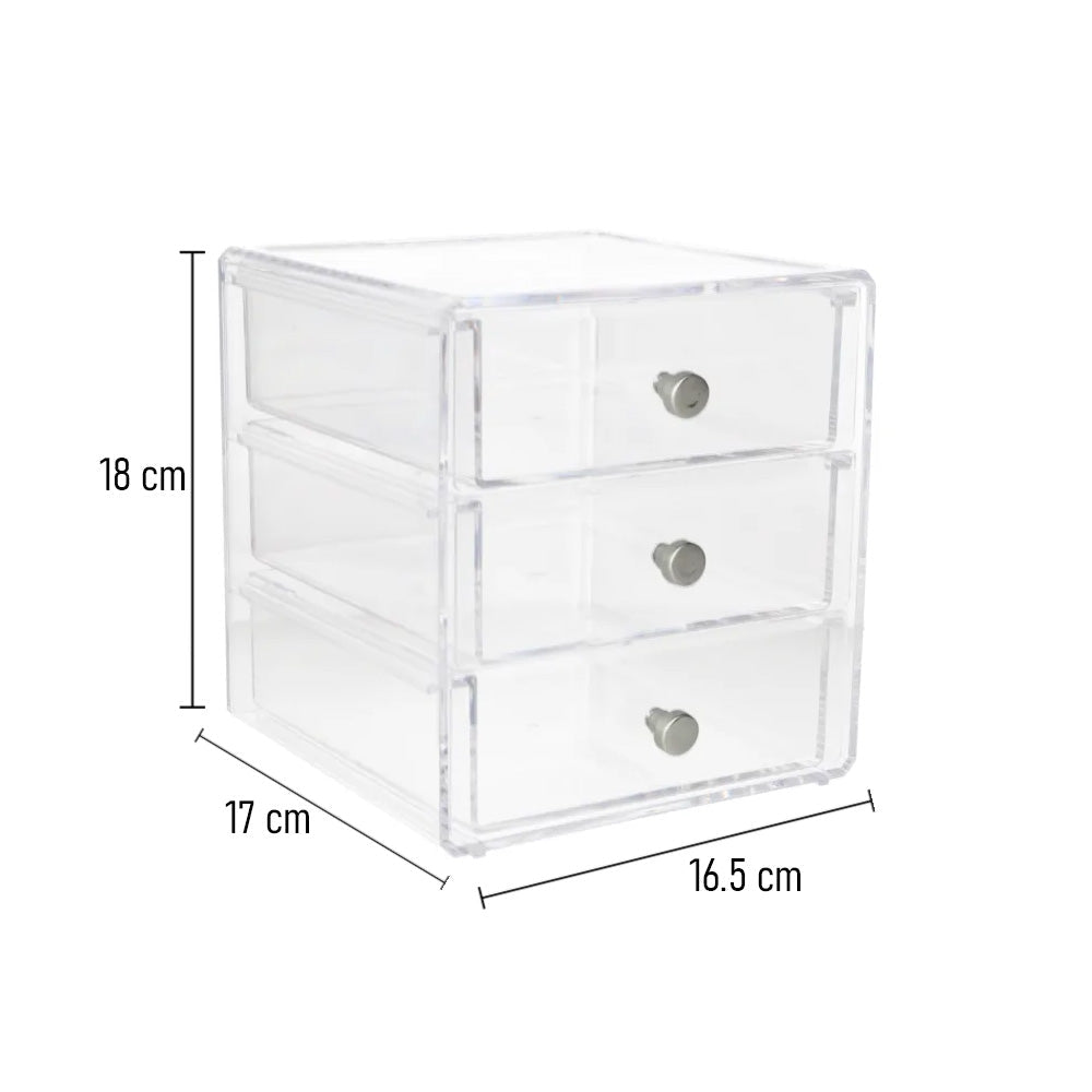 منظم مكياج أكريليك شفاف بثلاثة أدراج