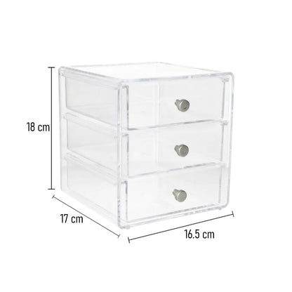 منظم مكياج أكريليك شفاف بثلاثة أدراج