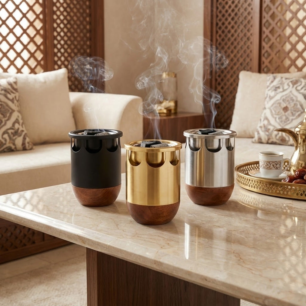 مبخرة عود بقاعدة خشبية