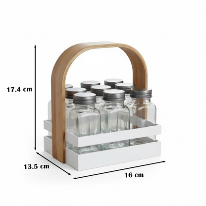 حامل توابل مع 9 عبوات زجاجية