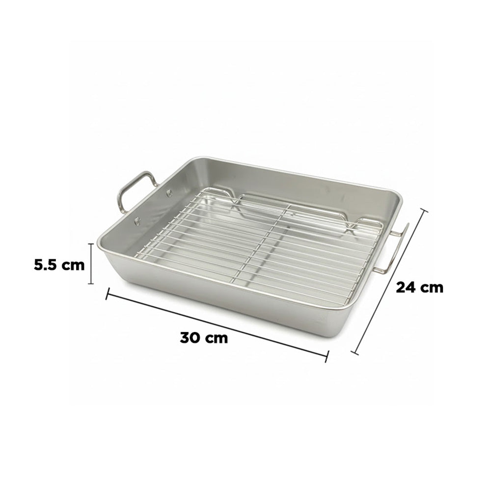 صينية تحميص من الألومنيوم مع رف