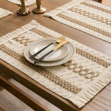 مفرش طاولة من الكتان العتيق مع شرابات لغرفة الطعام، المقاس: 28 سم × 50 سم