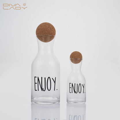 دولكة زجاج بغطاء خشبي