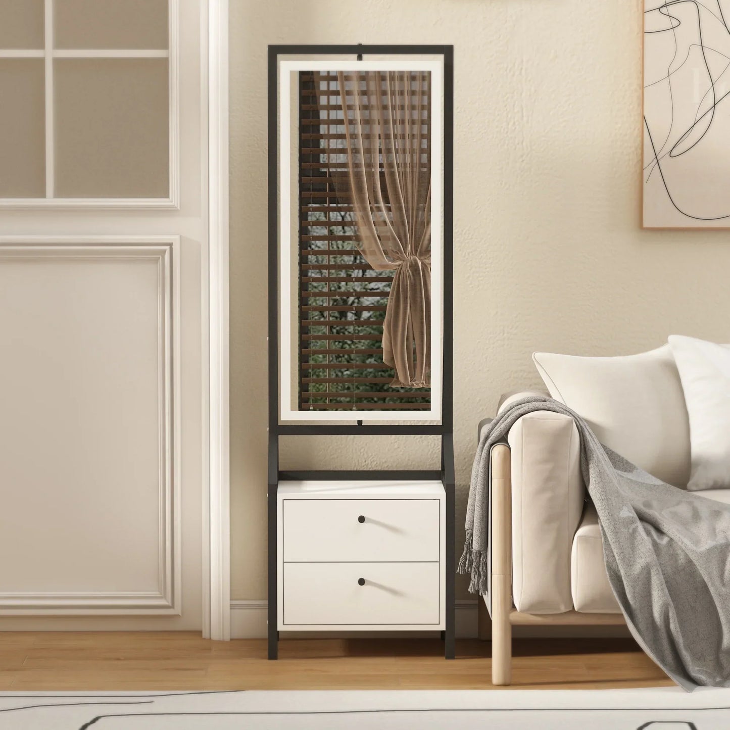 خزانة مجوهرات وماكياج  مع مرآة