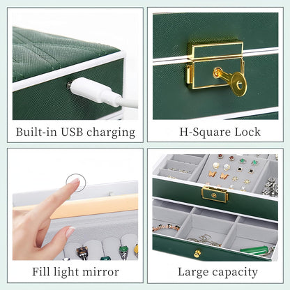 صندوق مجوهرات نسائي 2 طبقة