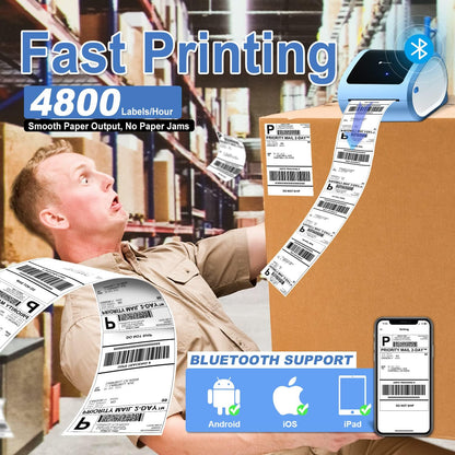 طابعة حرارية لملصقات الشحن  / أزرق