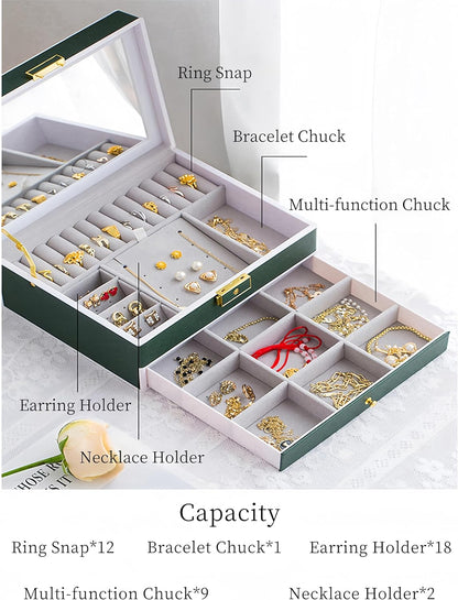 صندوق مجوهرات نسائي 2 طبقة