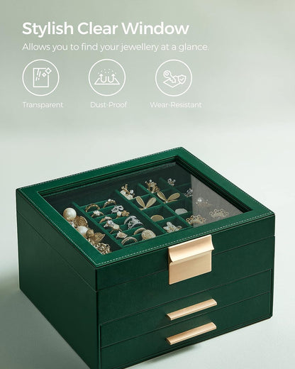 صندوق مجوهرات مع غطاء زجاجي
