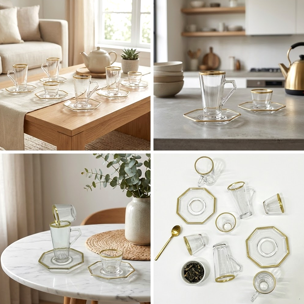 طقم استكانة وفنجان 18قطعة