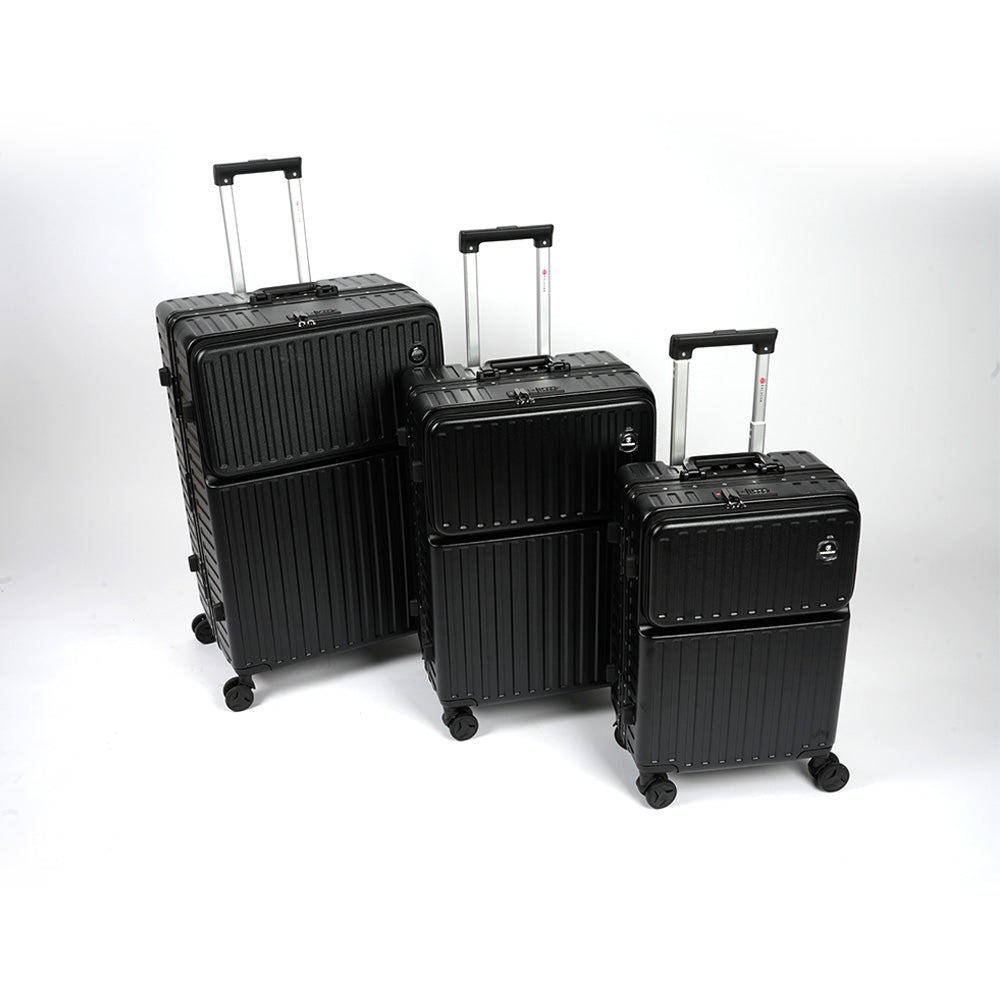 حقيبة سفر بإطار من الألومنيوم مع قفل إدارة أمن النقل، 3 قطع