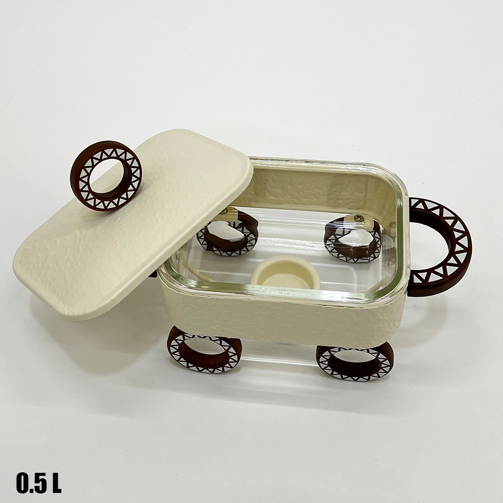 سخان طعام زجاجي مستطيل صغير 0.5 لتر