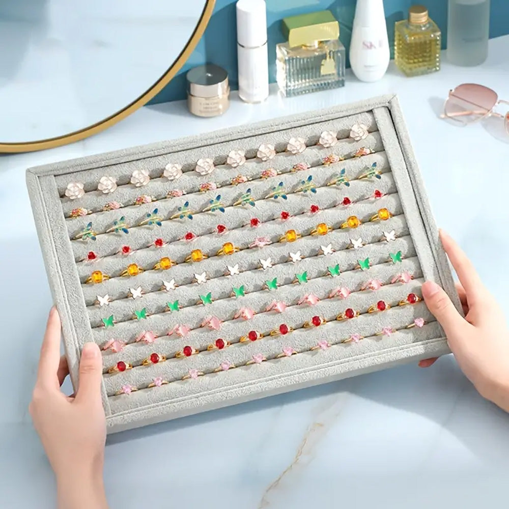 صينية لتنظيم المجوهرات مخمل