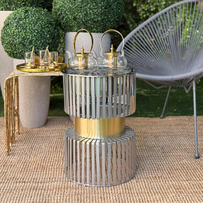 دوة و شواية معدنية بإطار ذهبي