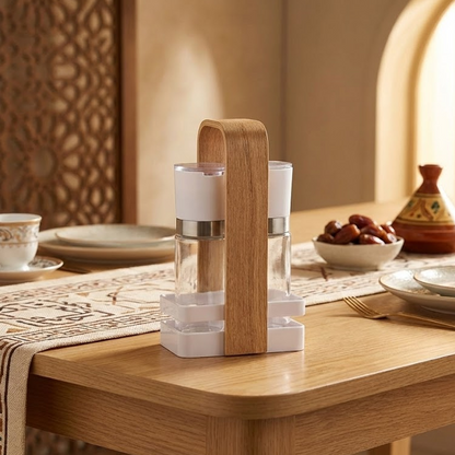 حامل توابل مع 2 عبوات زجاجية