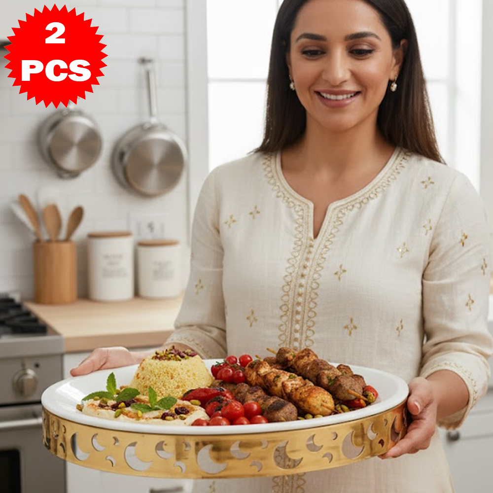 40x30 طبق تقديم وسط مع حامل معدني