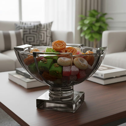 وعاء فاكهة من الكريستال على قاعدة