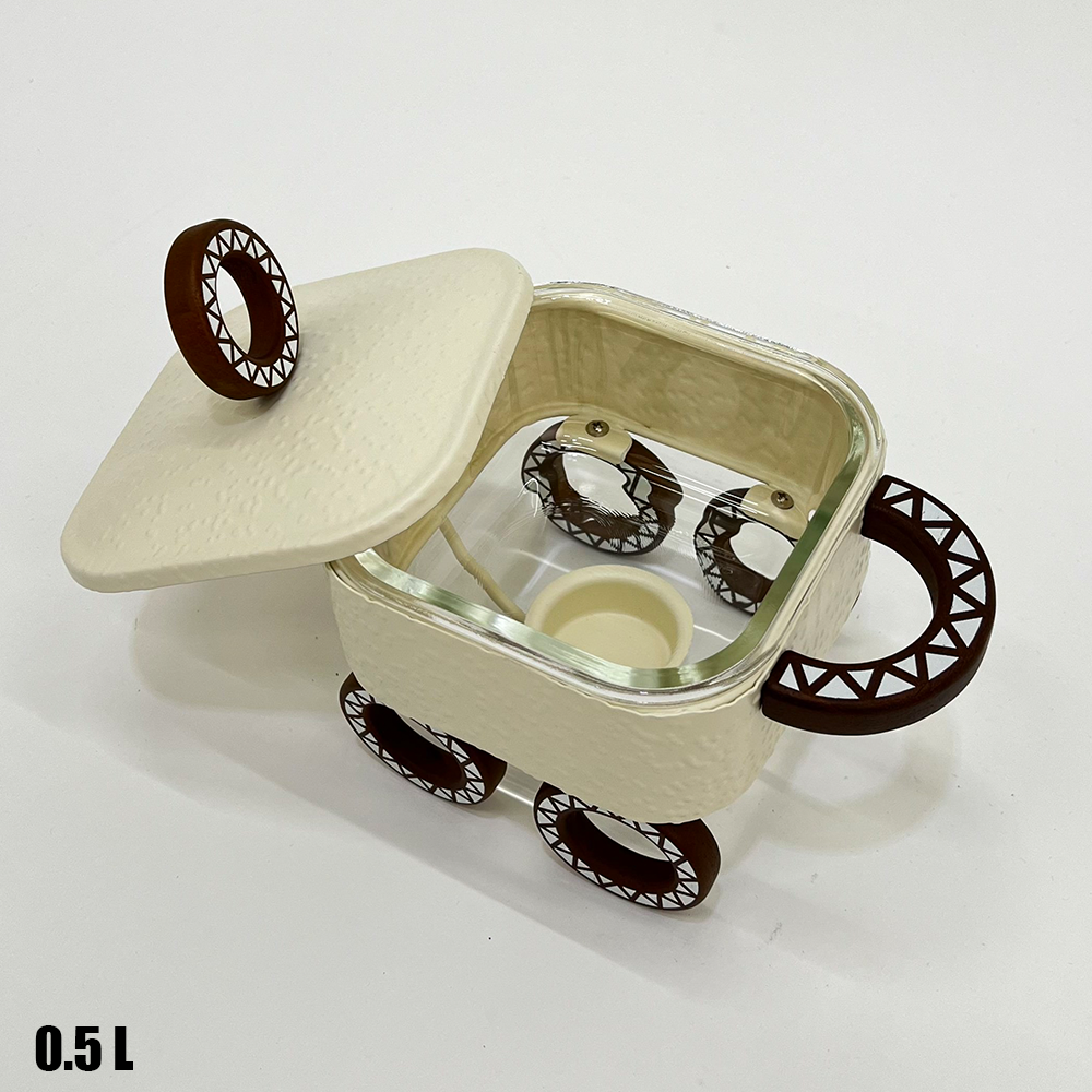 سخان طعام زجاجي مربع صغير 0.5 لتر